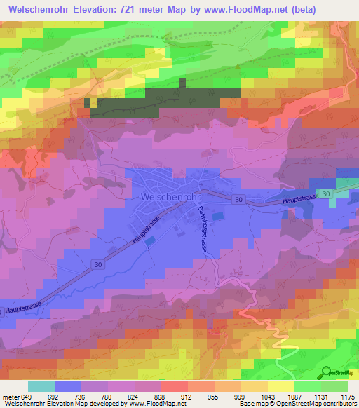 Welschenrohr,Switzerland Elevation Map