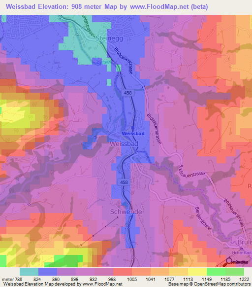 Weissbad,Switzerland Elevation Map