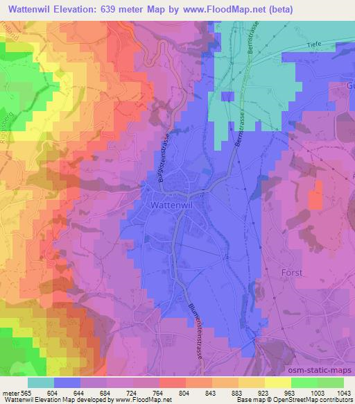 Wattenwil,Switzerland Elevation Map