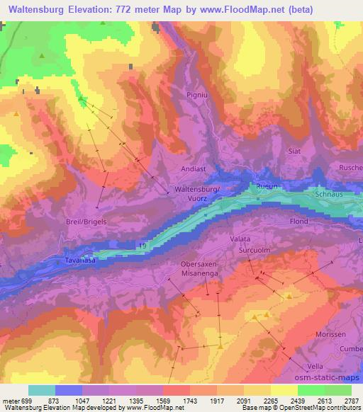 Waltensburg,Switzerland Elevation Map