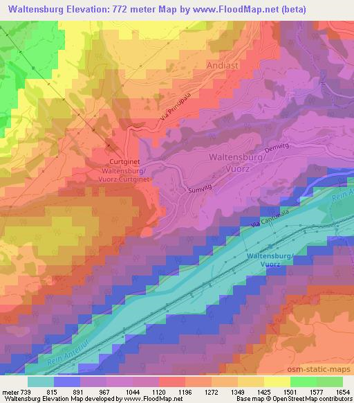Waltensburg,Switzerland Elevation Map