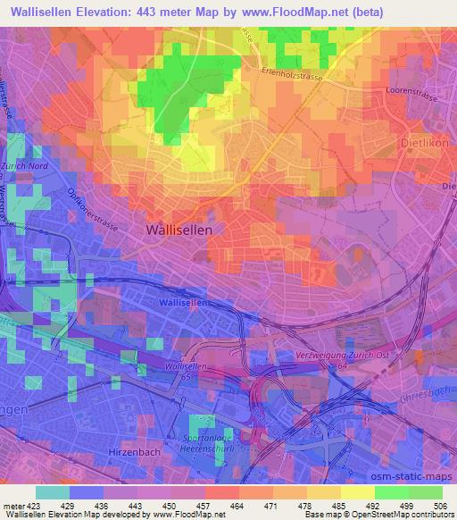 Wallisellen,Switzerland Elevation Map