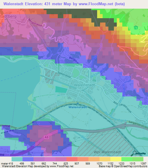 Walenstadt,Switzerland Elevation Map