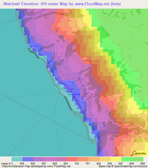 Walchwil,Switzerland Elevation Map