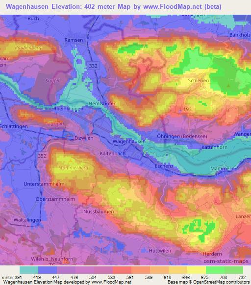 Wagenhausen,Switzerland Elevation Map