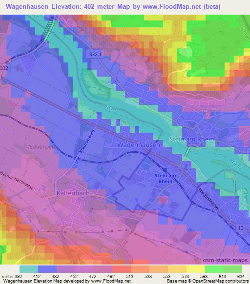 Wagenhausen,Switzerland Elevation Map