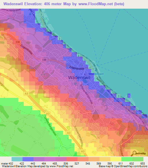 Wadenswil,Switzerland Elevation Map