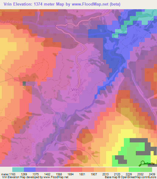 Vrin,Switzerland Elevation Map