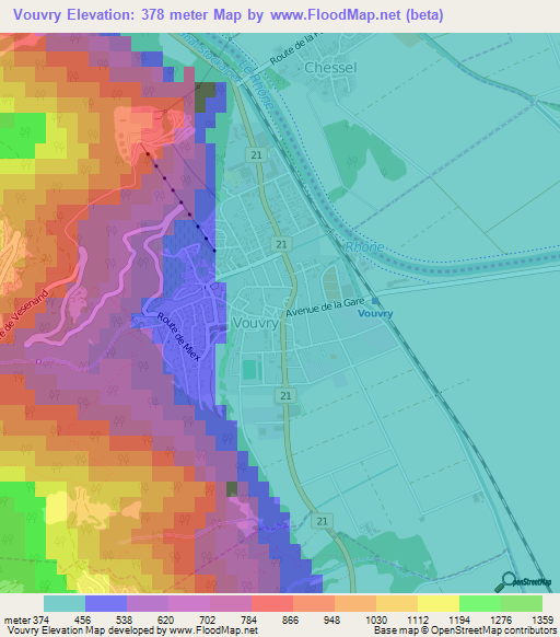 Vouvry,Switzerland Elevation Map