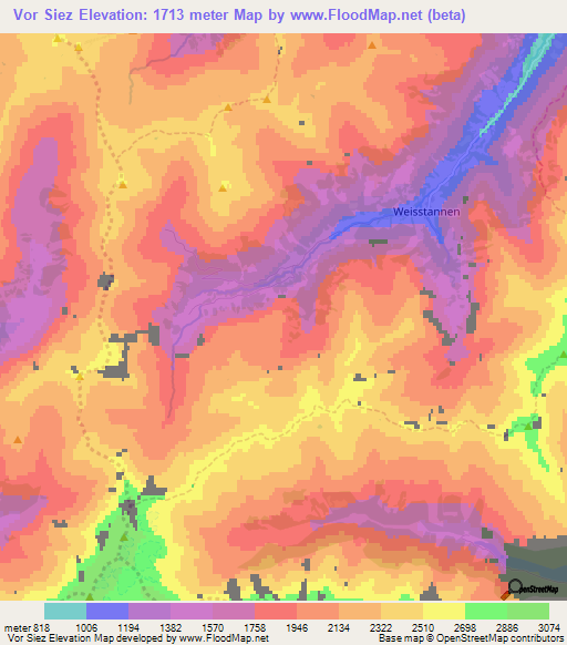 Vor Siez,Switzerland Elevation Map