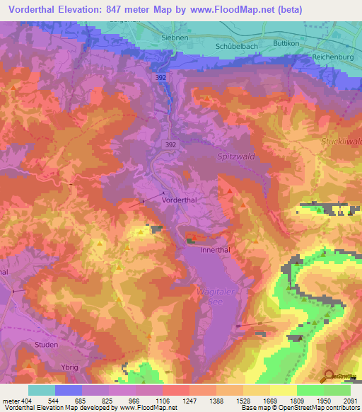 Vorderthal,Switzerland Elevation Map