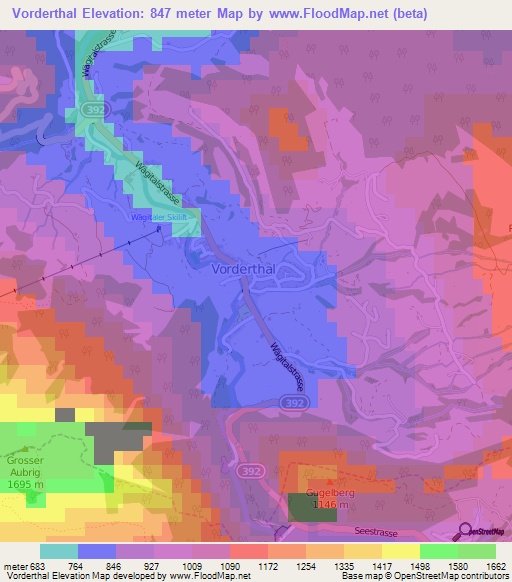 Vorderthal,Switzerland Elevation Map