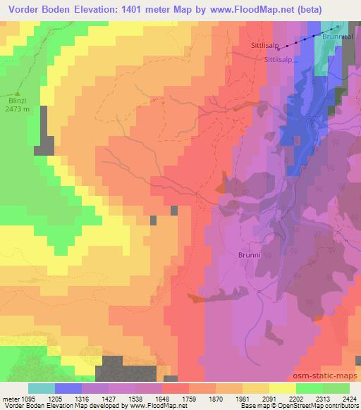 Vorder Boden,Switzerland Elevation Map