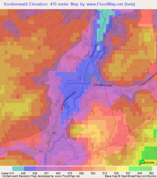 Vordemwald,Switzerland Elevation Map