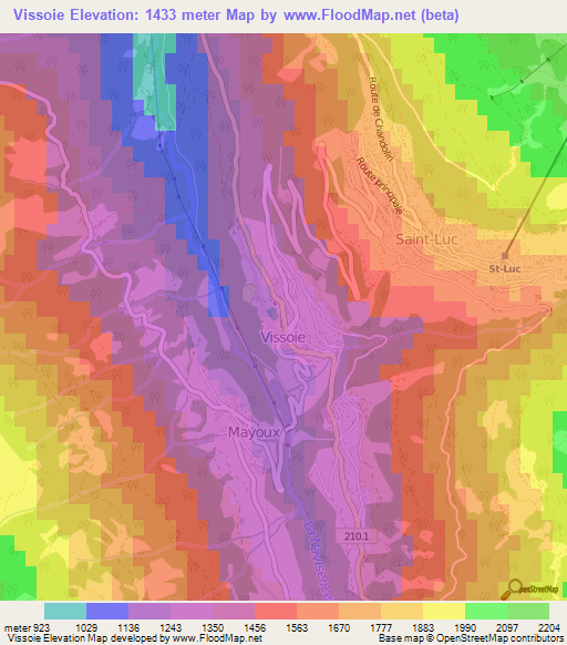 Vissoie,Switzerland Elevation Map