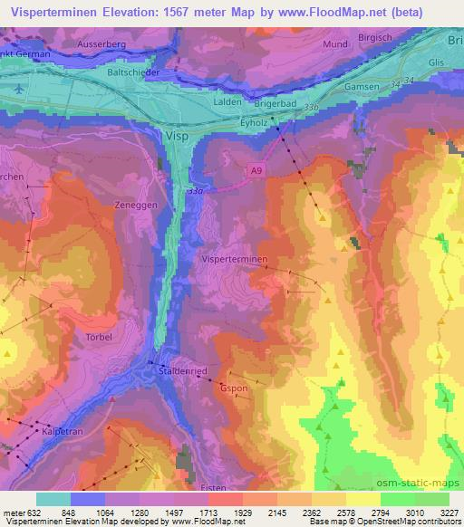 Visperterminen,Switzerland Elevation Map