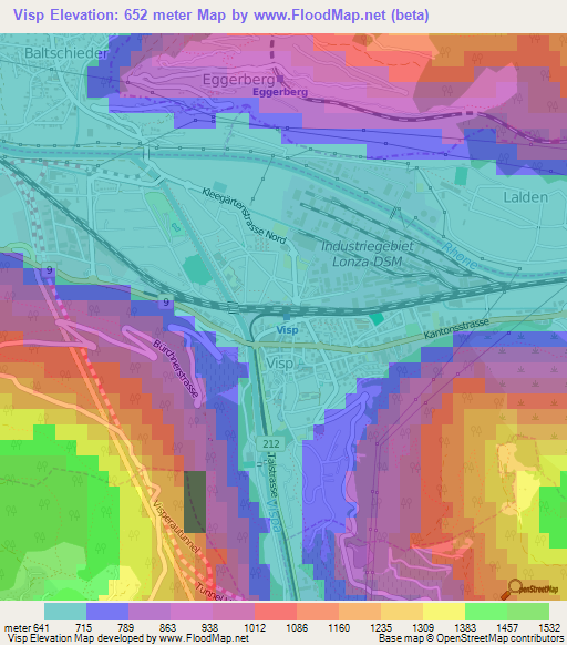 Visp,Switzerland Elevation Map