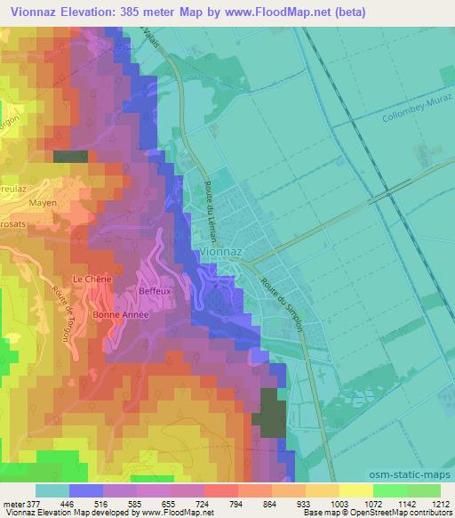 Vionnaz,Switzerland Elevation Map