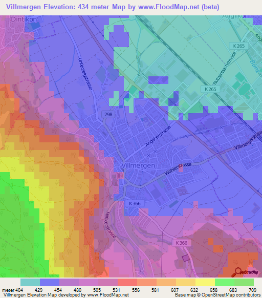 Villmergen,Switzerland Elevation Map