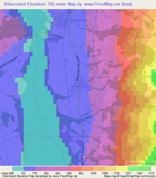Villarvolard,Switzerland Elevation Map