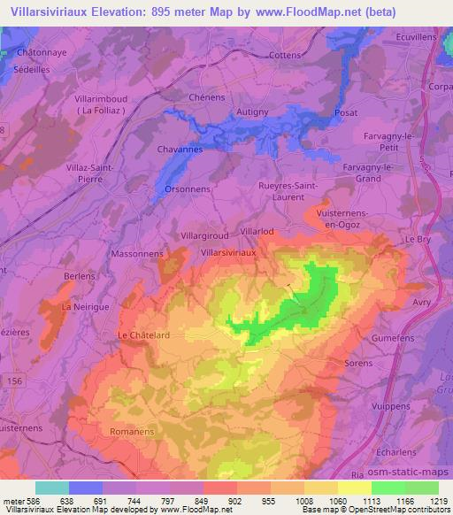 Villarsiviriaux,Switzerland Elevation Map