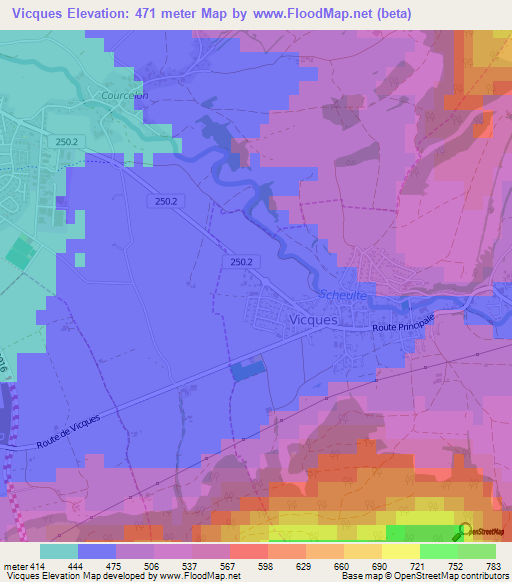 Vicques,Switzerland Elevation Map