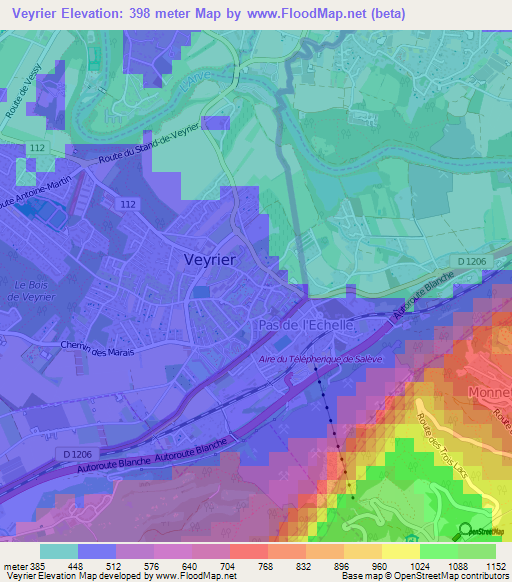 Veyrier,Switzerland Elevation Map