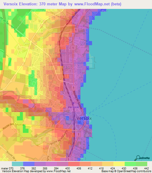 Versoix,Switzerland Elevation Map