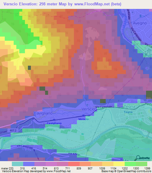 Verscio,Switzerland Elevation Map