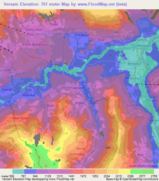 Versam,Switzerland Elevation Map