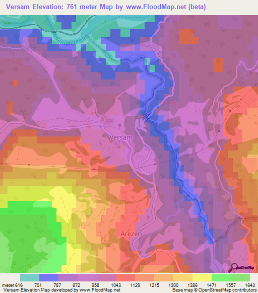 Versam,Switzerland Elevation Map