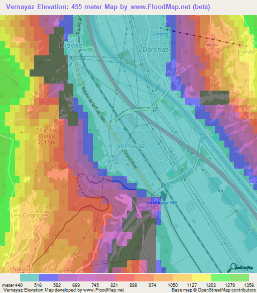 Vernayaz,Switzerland Elevation Map