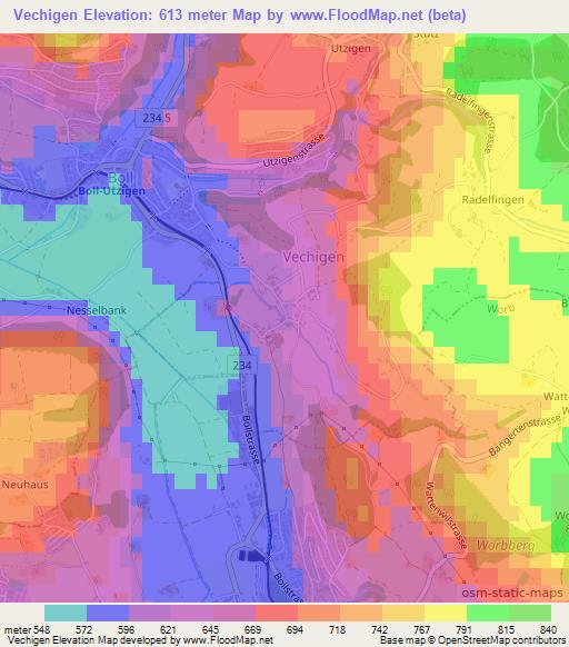 Vechigen,Switzerland Elevation Map