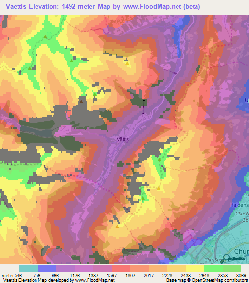 Vaettis,Switzerland Elevation Map