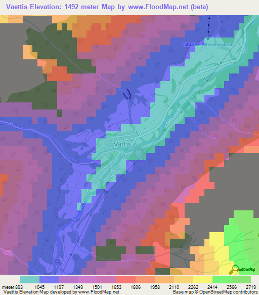 Vaettis,Switzerland Elevation Map