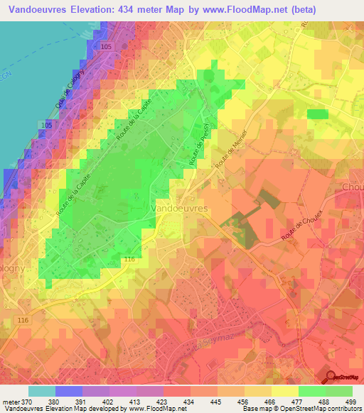 Vandoeuvres,Switzerland Elevation Map