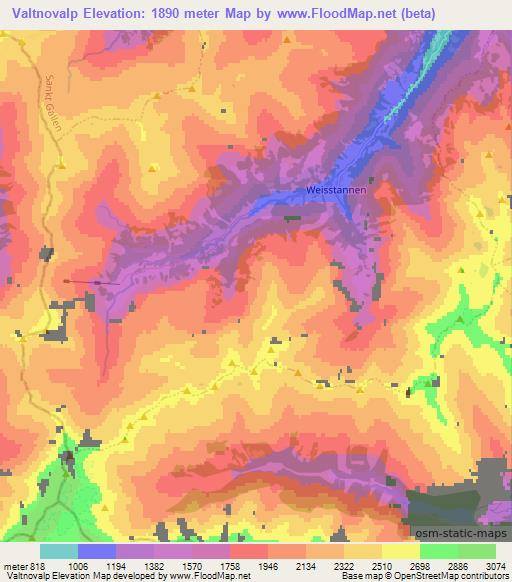 Valtnovalp,Switzerland Elevation Map