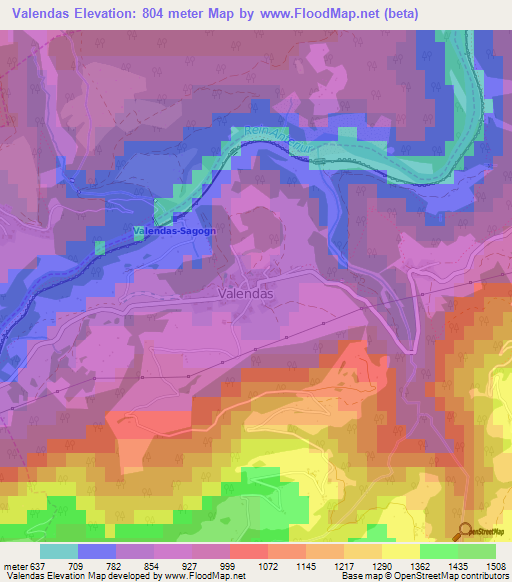 Valendas,Switzerland Elevation Map