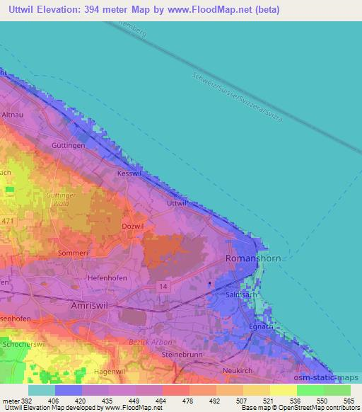 Uttwil,Switzerland Elevation Map