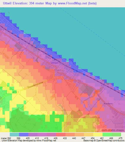 Uttwil,Switzerland Elevation Map