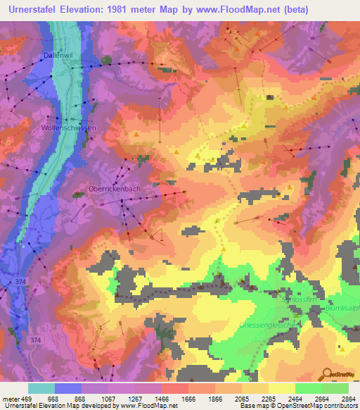 Urnerstafel,Switzerland Elevation Map