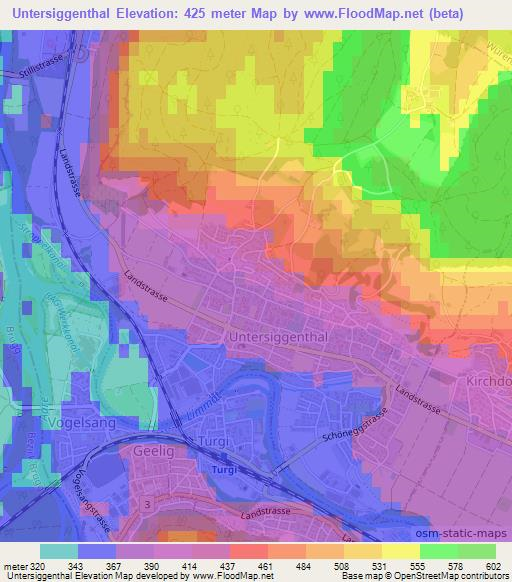 Untersiggenthal,Switzerland Elevation Map