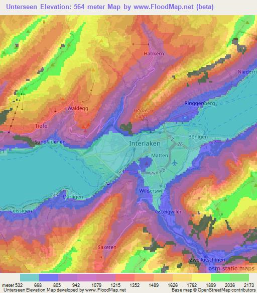 Unterseen,Switzerland Elevation Map