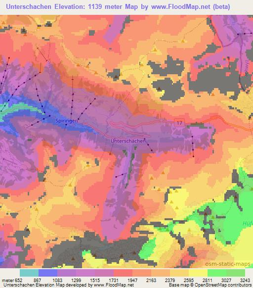 Unterschachen,Switzerland Elevation Map