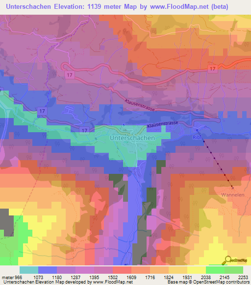 Unterschachen,Switzerland Elevation Map