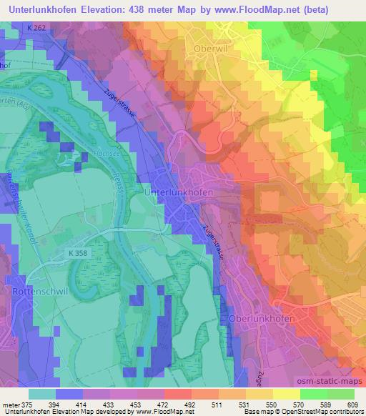 Unterlunkhofen,Switzerland Elevation Map