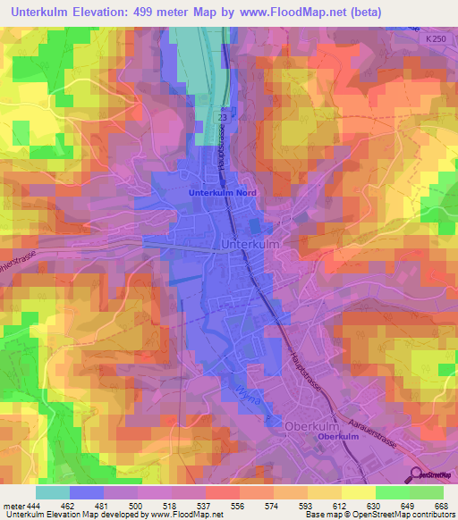 Unterkulm,Switzerland Elevation Map