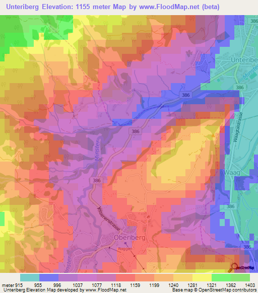 Unteriberg,Switzerland Elevation Map