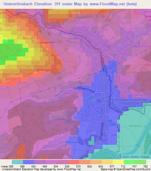 Untererlinsbach,Switzerland Elevation Map