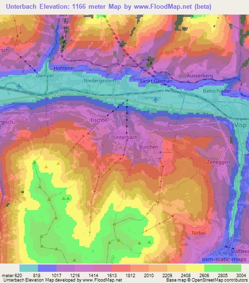 Unterbach,Switzerland Elevation Map